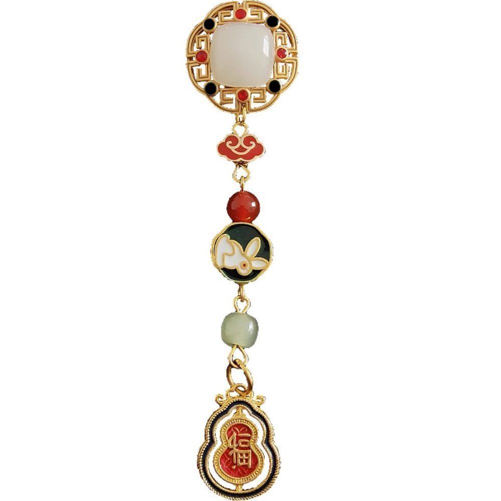 Blessings Jade Rabbit Brooch Pin | Retro Handmade Traditional Lapel Pin #1287A - Picture 7 of 8